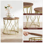 Gold Wood Round Coffee Table Set FredCo