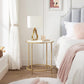 Gold/White Modern Round Side Table with Metal Frame FredCo