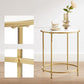 Gold/White Modern Round Side Table with Metal Frame FredCo