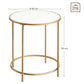 Gold/White Modern Round Side Table with Metal Frame FredCo