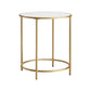 Gold/White Modern Round Side Table with Metal Frame FredCo