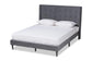 Gothard Modern and Contemporary Grey Velvet Fabric Upholstered and Dark Brown Finished Wood Queen Size Platform Bed FredCo