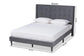 Gothard Modern and Contemporary Grey Velvet Fabric Upholstered and Dark Brown Finished Wood Queen Size Platform Bed FredCo