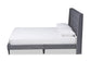 Gothard Modern and Contemporary Grey Velvet Fabric Upholstered and Dark Brown Finished Wood Queen Size Platform Bed FredCo