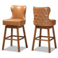 Gradisca Modern and Contemporary Tan Faux Leather Upholstered and Walnut Brown Finished Wood 2-Piece Swivel Bar Stool Set FredCo