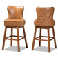 Gradisca Modern and Contemporary Tan Faux Leather Upholstered and Walnut Brown Finished Wood 2-Piece Swivel Bar Stool Set FredCo