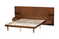 Graham Mid-Century Modern Transitional Ash Walnut Finished Wood Queen Size Platform Storage Bed with Built-In Nightstands FredCo