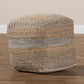 Grange Moroccan Inspired Natural and Grey Handwoven Hemp Pouf Ottoman FredCo