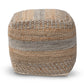 Grange Moroccan Inspired Natural and Grey Handwoven Hemp Pouf Ottoman FredCo