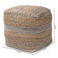 Grange Moroccan Inspired Natural and Grey Handwoven Hemp Pouf Ottoman FredCo