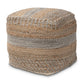 Grange Moroccan Inspired Natural and Grey Handwoven Hemp Pouf Ottoman FredCo