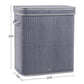 Gray Bamboo Laundry Hamper with Divider & Lid FredCo
