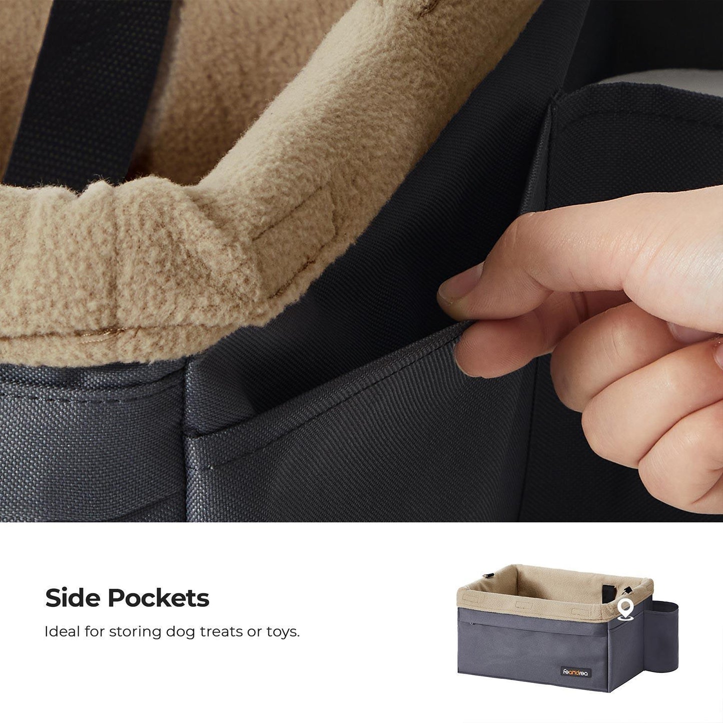 Gray Car Seat for Dog with Adjustable Straps FredCo