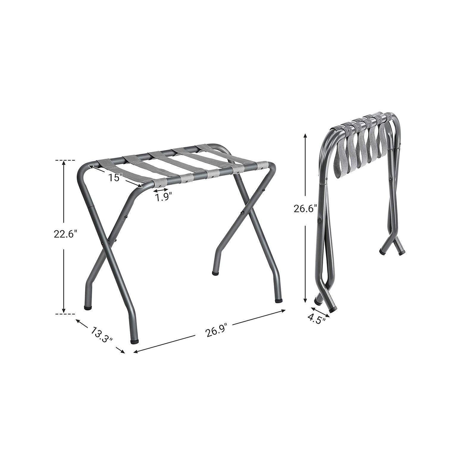 Gray Metal Folding Luggage Rack FredCo