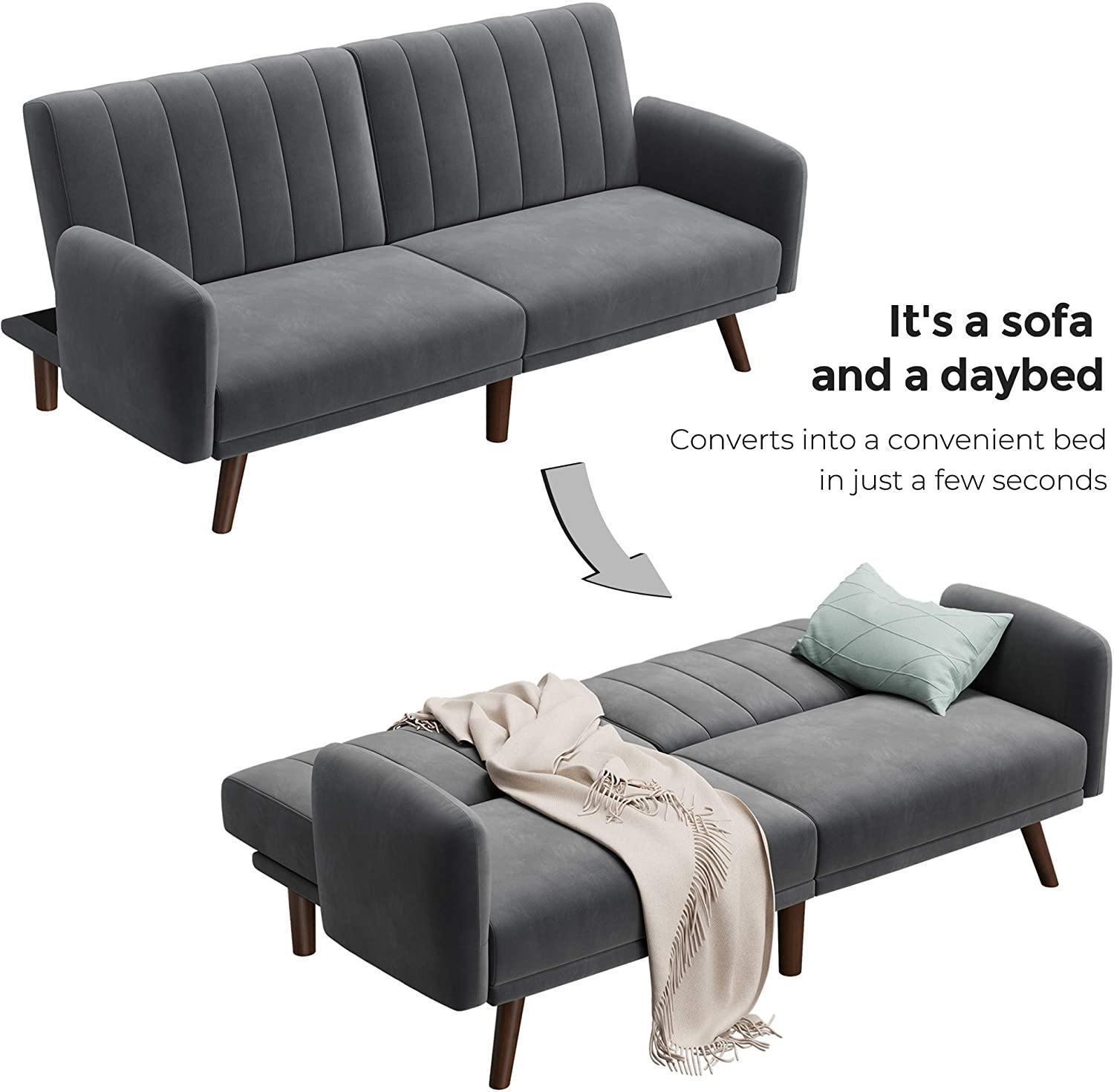 Gray Split Back Sofa for 2 People FredCo