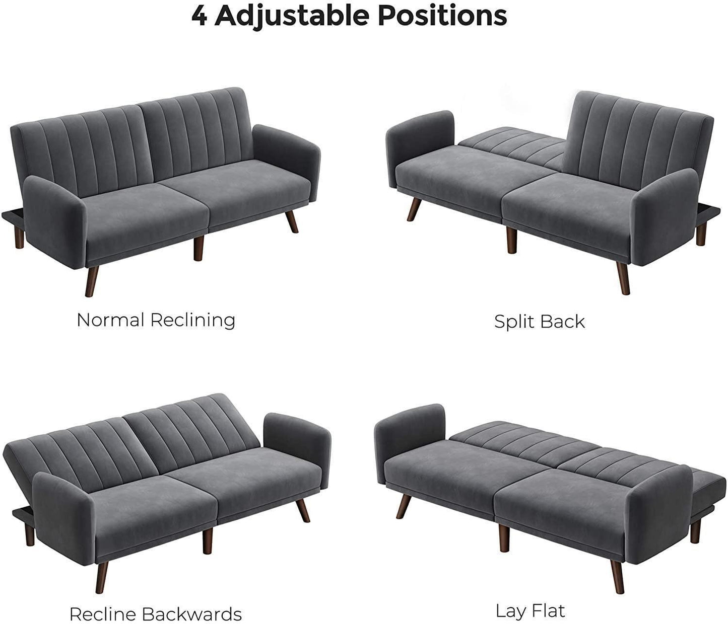 Gray Split Back Sofa for 2 People FredCo