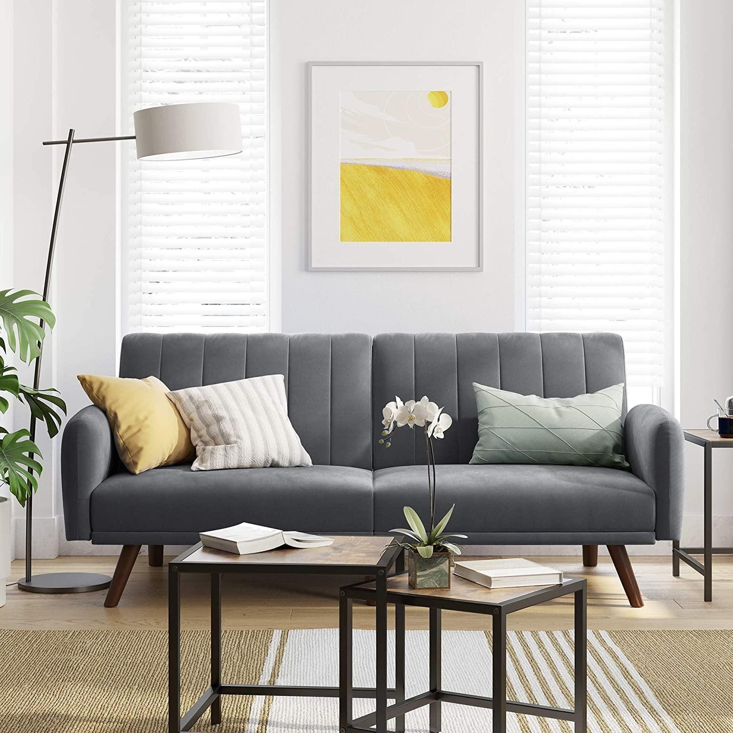 Gray Split Back Sofa for 2 People FredCo