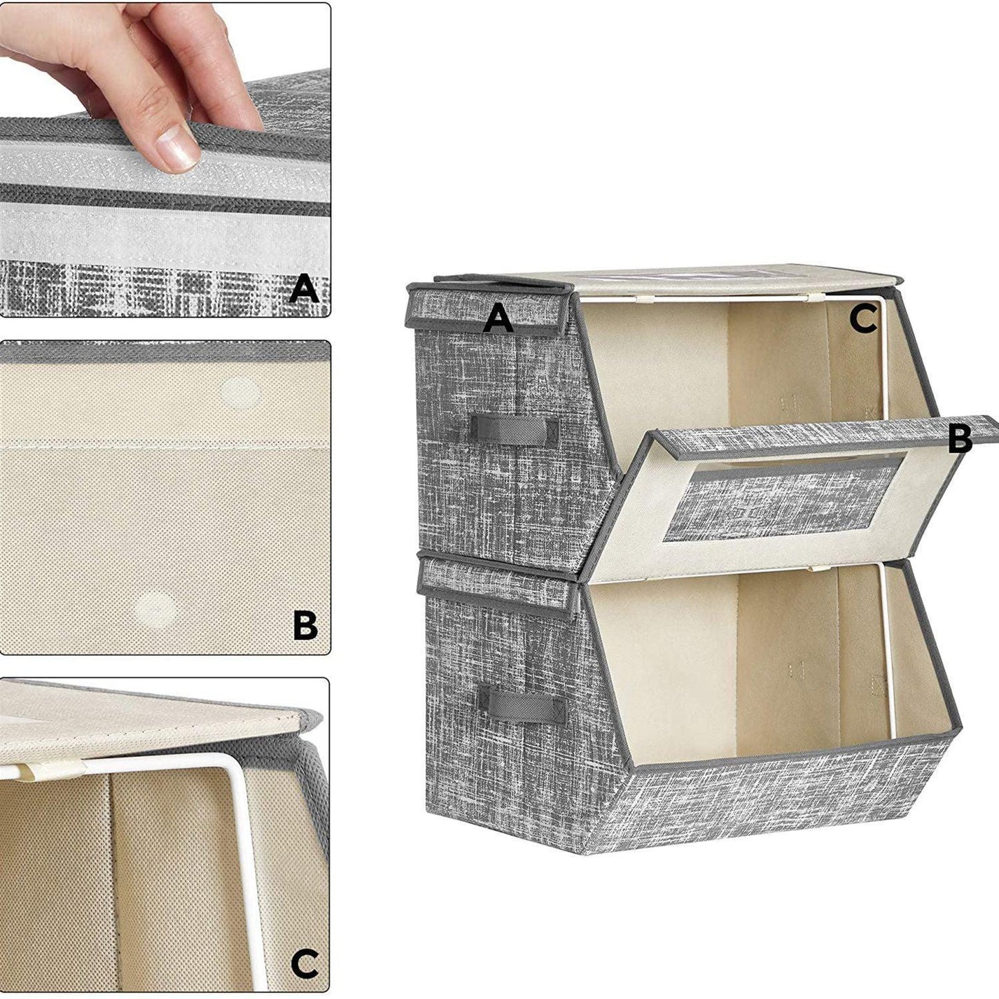 Gray Storage Organizer Boxes Set FredCo