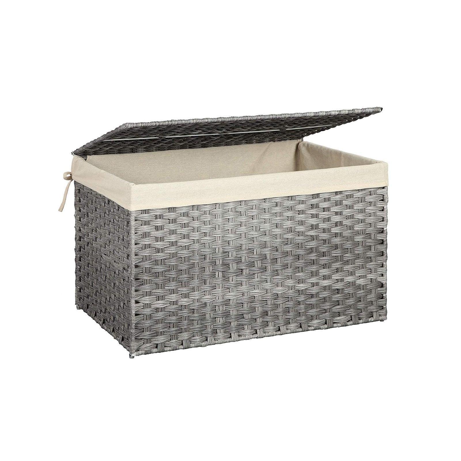Gray Storage Trunk with Lid & Cotton Liner Bag FredCo