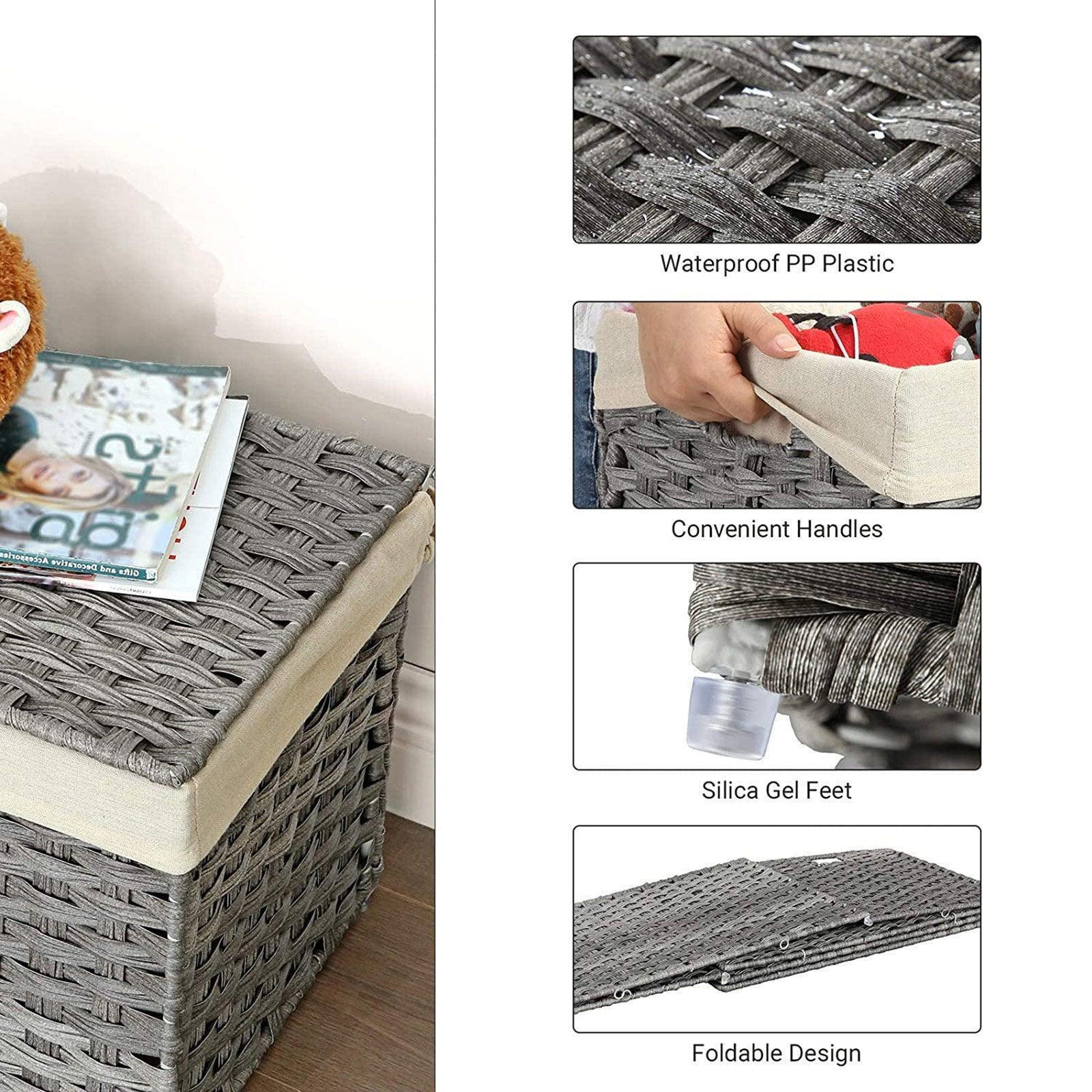 Gray Storage Trunk with Lid & Cotton Liner Bag FredCo