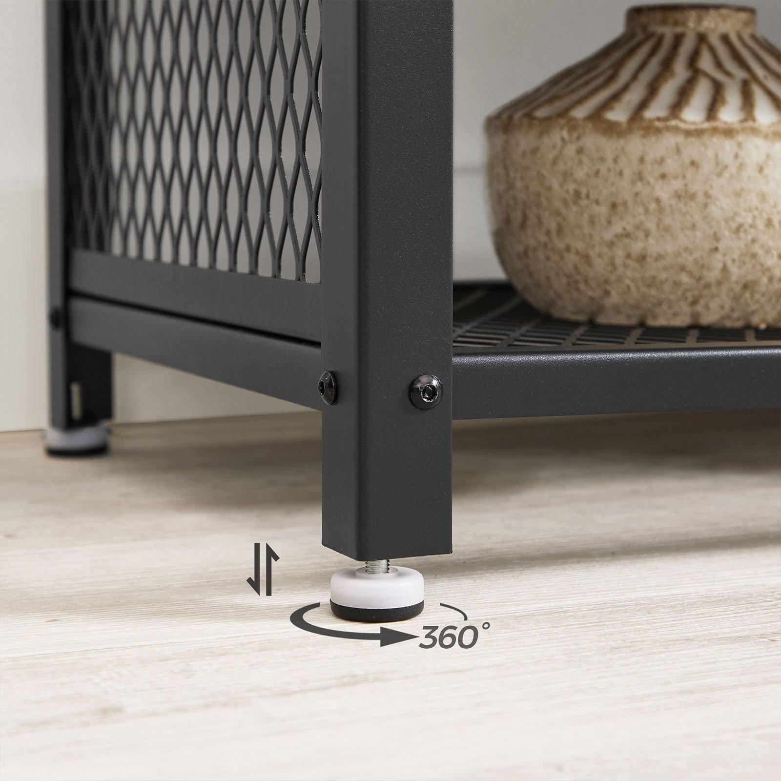 Gray TV Bench Entertainment Center with Shelves FredCo