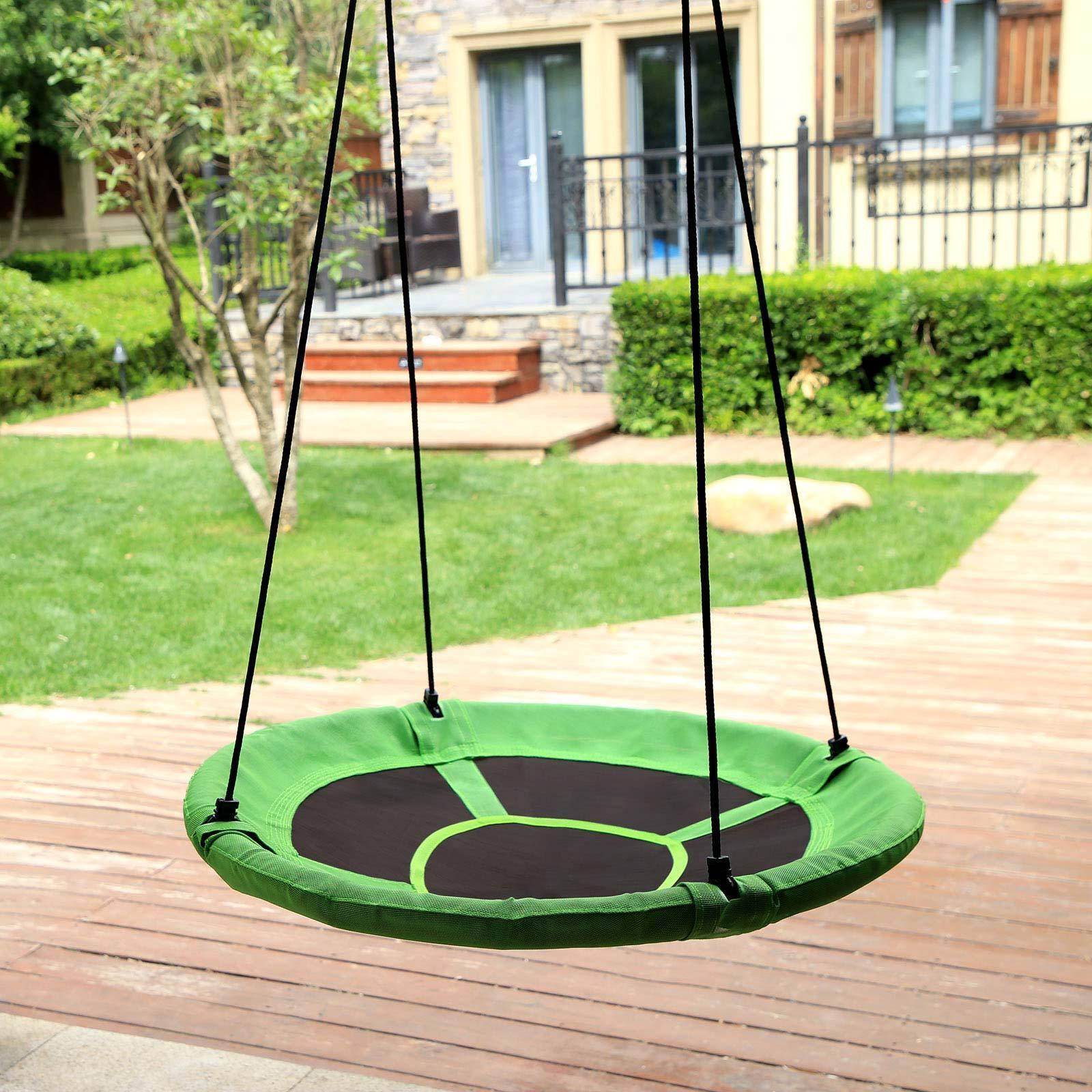 Green & Black Round Saucer Tree Swing FredCo