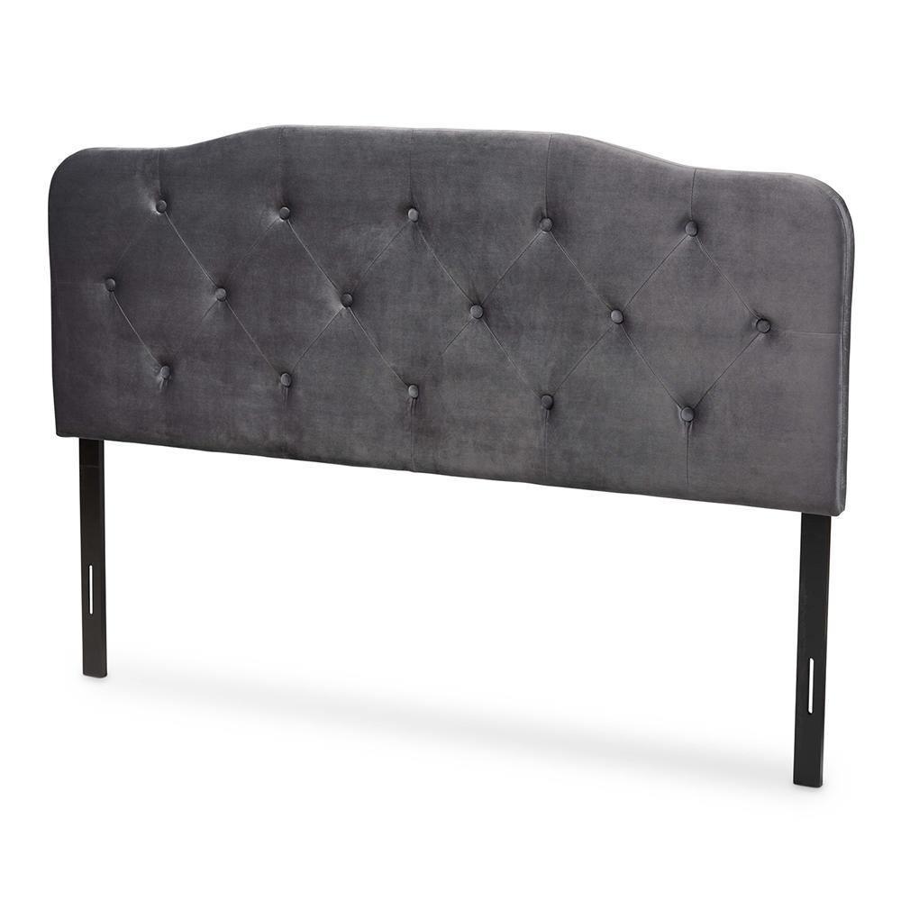 Gregory Modern and Contemporary Grey Velvet Fabric Upholstered King Size Headboard FredCo