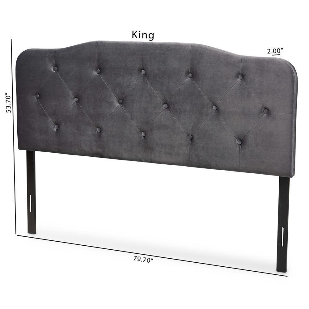 Gregory Modern and Contemporary Grey Velvet Fabric Upholstered King Size Headboard FredCo
