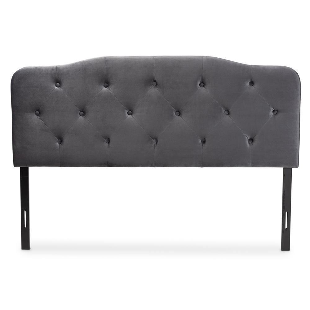 Gregory Modern and Contemporary Grey Velvet Fabric Upholstered King Size Headboard FredCo