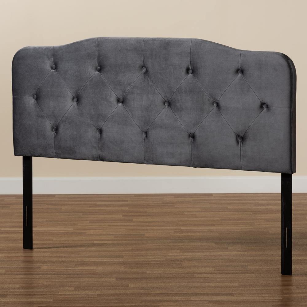 Gregory Modern and Contemporary Grey Velvet Fabric Upholstered King Size Headboard FredCo