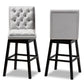 Gregory Modern Transitional Light Grey Velvet Fabric Upholstered and Dark Brown Finished Wood 2-Piece Swivel Bar Stool Set FredCo