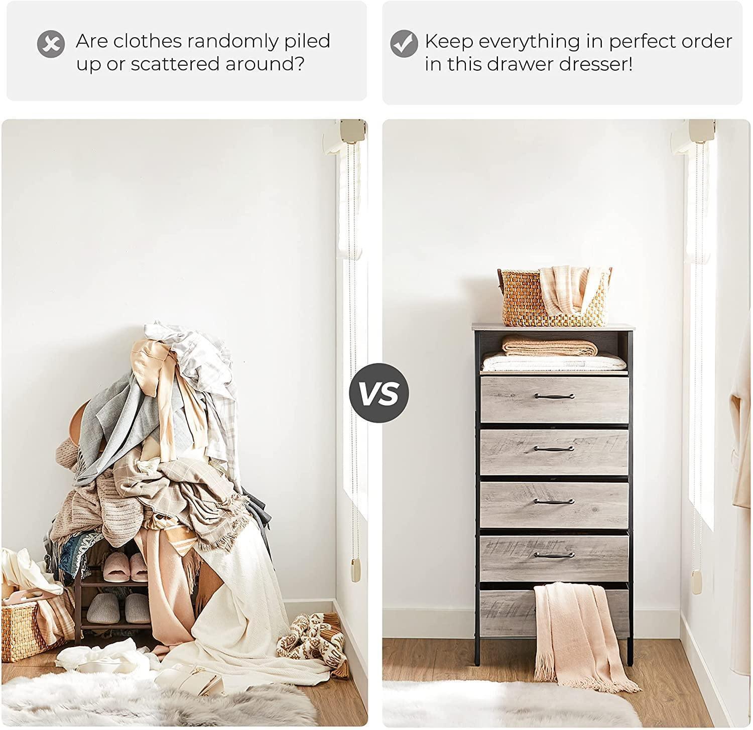 Greige & Black Dresser with 5 Drawers FredCo