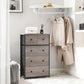 Greige & Black Dresser with 5 Fabric Drawers FredCo