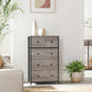 Greige & Black Dresser with 5 Fabric Drawers FredCo