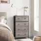 Greige & Black Dresser with 5 Fabric Drawers FredCo