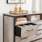 Greige & Black Dresser with 8 Fabric Drawers FredCo