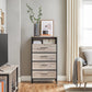 Greige & Black Small Dresser with 4 Fabric Drawers FredCo