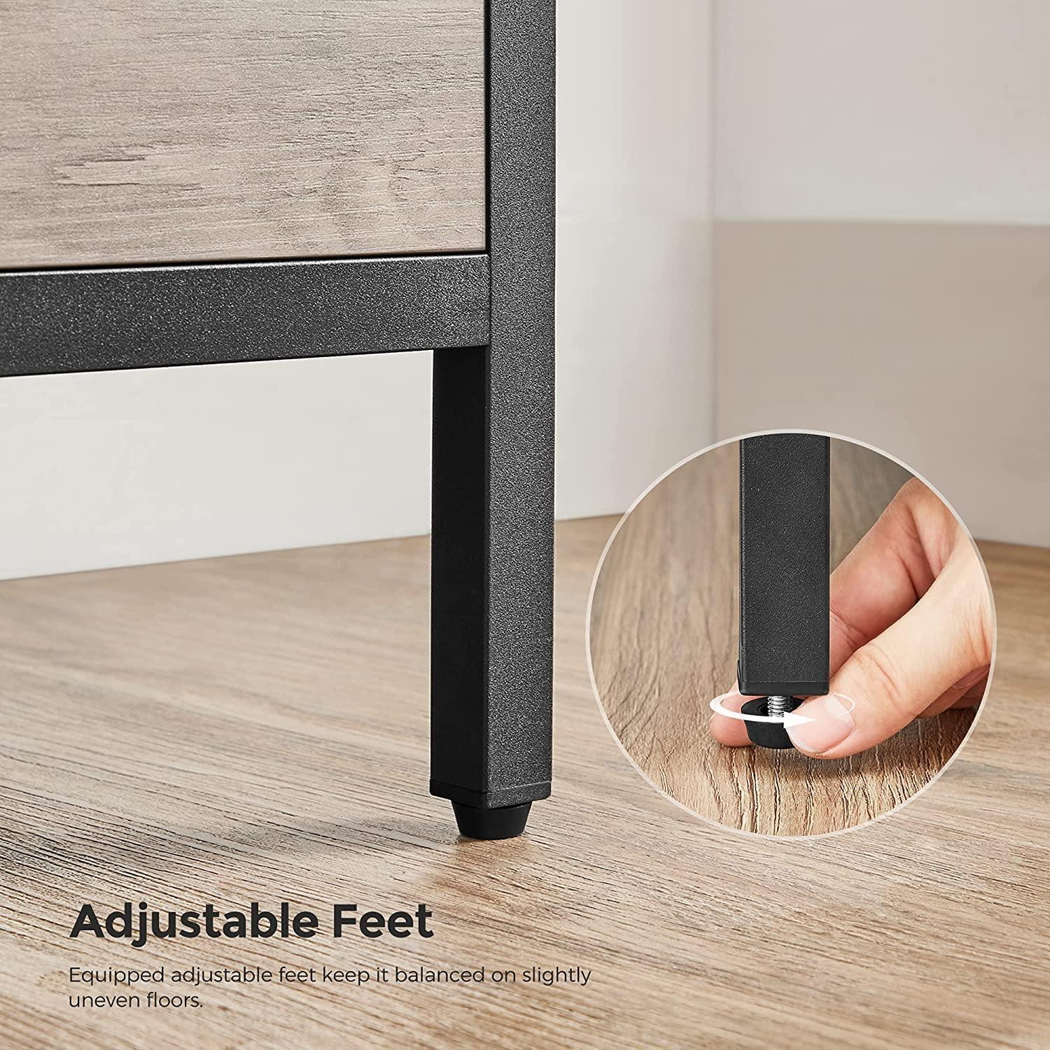 Greige & Black Small Dresser with 4 Fabric Drawers FredCo