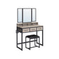 Greige Makeup Table with Tri-Fold Mirror 55"H FredCo