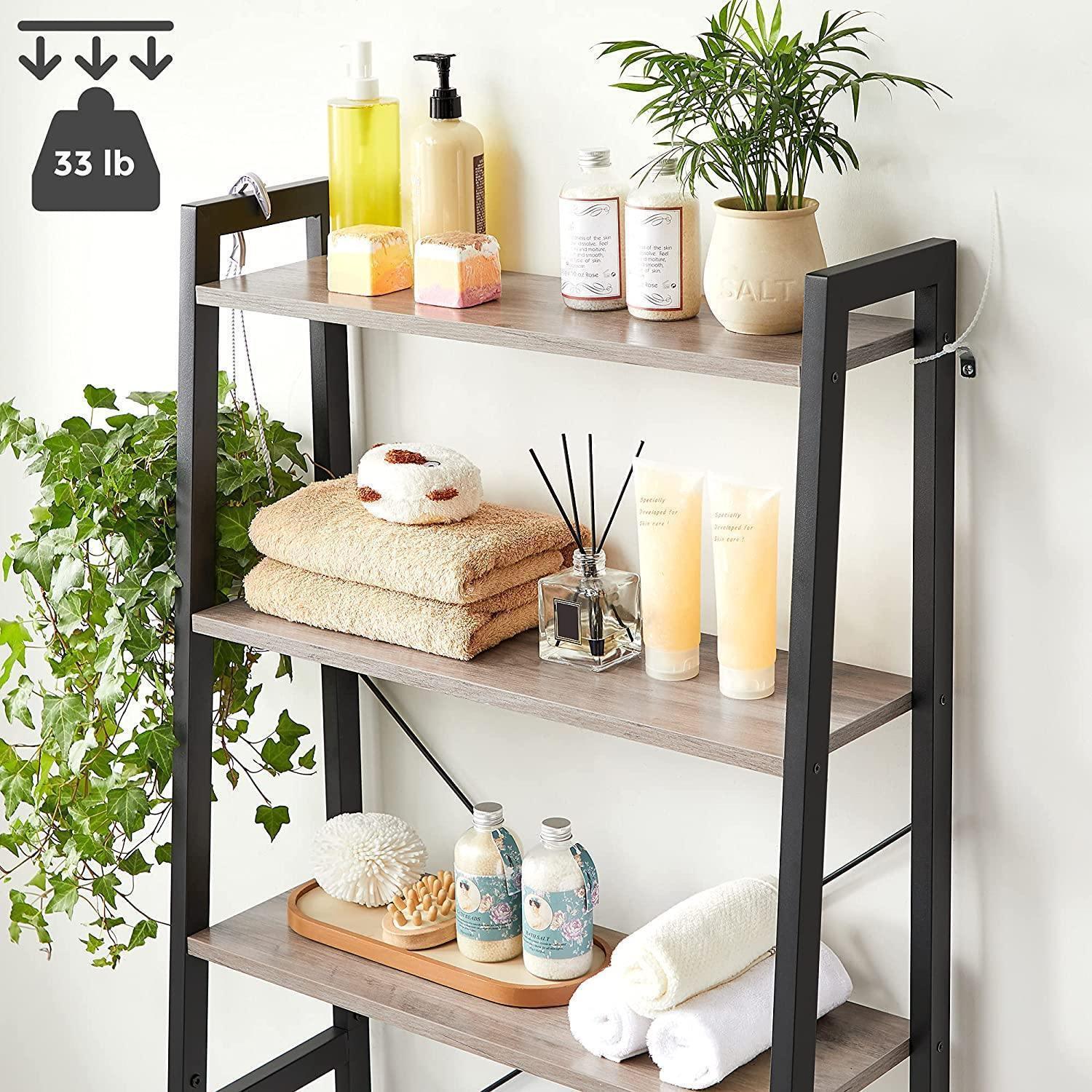 Greige Over-the-Toilet Storage Rack with 3 Shelves FredCo