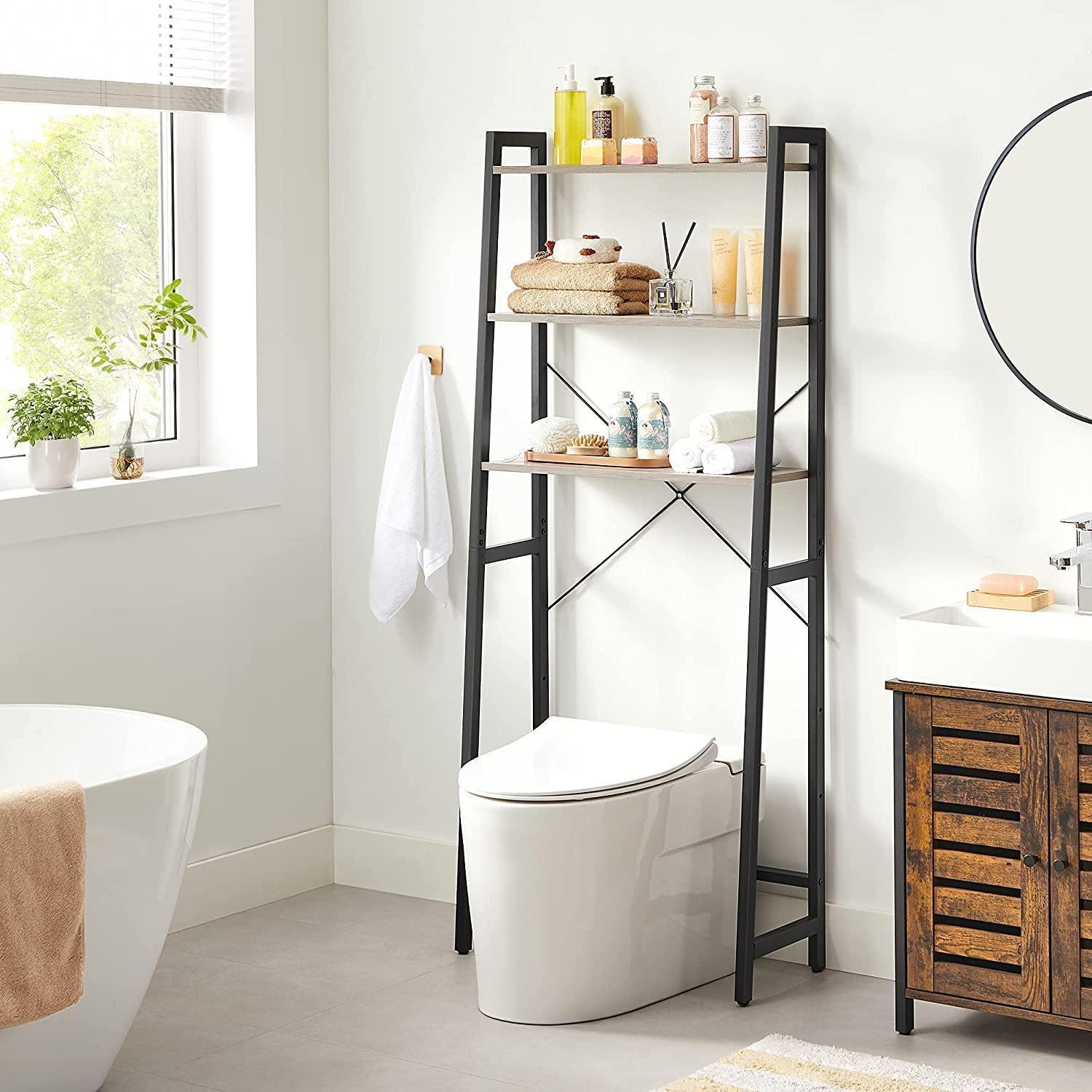 Greige Over-the-Toilet Storage Rack with 3 Shelves FredCo