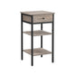 Greige Side Table with Drawer & 2 Shelves FredCo