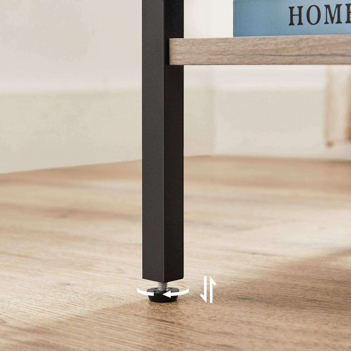 Greige Side Table with Drawer & 2 Shelves FredCo