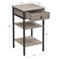 Greige Side Table with Drawer & 2 Shelves FredCo