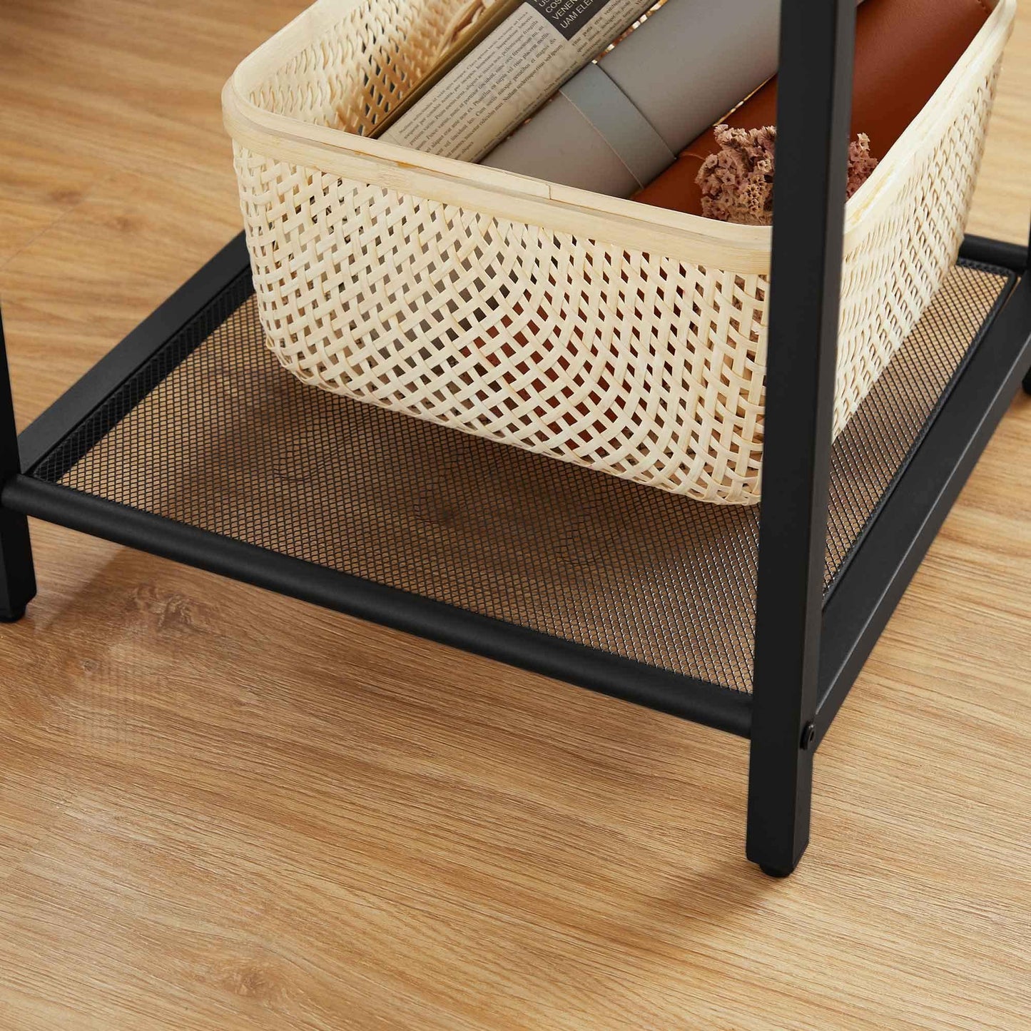 Greige Small Nightstand with Open Compartment FredCo
