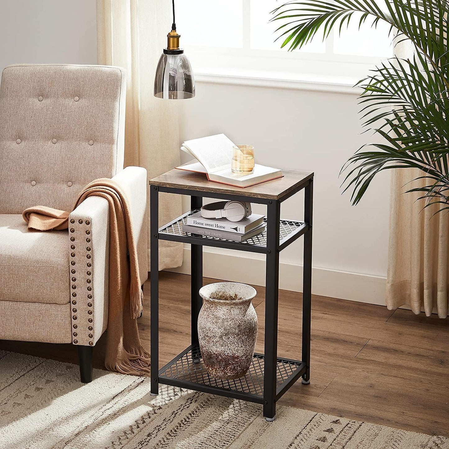 Greige Telephone Table with 2 Shelves FredCo