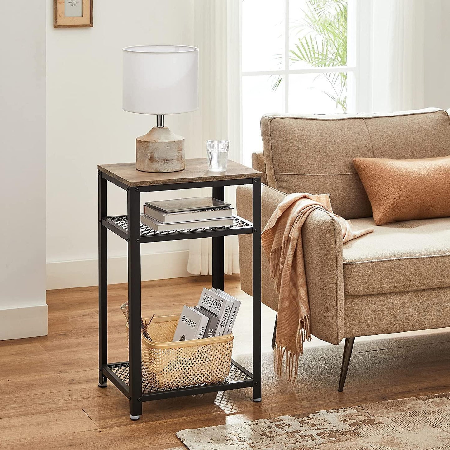 Greige Telephone Table with 2 Shelves FredCo