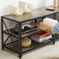 Greige TV Stand Entertainment Center with Shelves FredCo