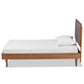 Greta Mid-Century Modern Dark Grey Fabric Upholstered and Walnut Brown Finished Wood Twin Size Platform Bed FredCo