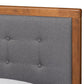 Greta Mid-Century Modern Dark Grey Fabric Upholstered and Walnut Brown Finished Wood Twin Size Platform Bed FredCo